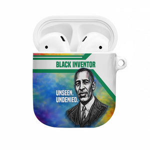 Garrett Morgan AirPods Case with Real Impact Quote, Black Inventor Portrait and Vibrant Watercolor - African Pride