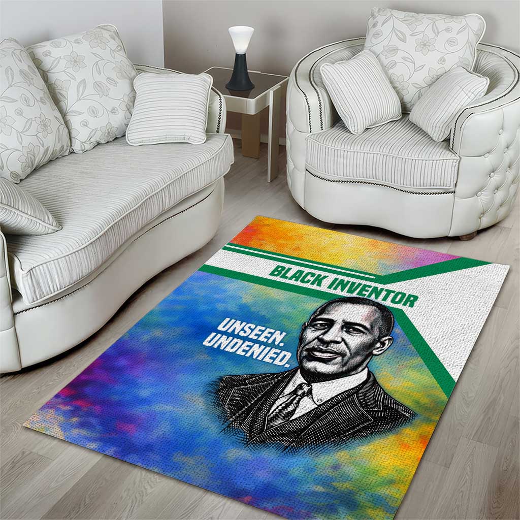 Garrett Morgan Area Rug with Real Impact Quote, Black Inventor Portrait and Vibrant Watercolor - African Pride