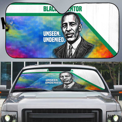 Garrett Morgan Auto Sun Shade with Real Impact Quote, Black Inventor Portrait and Vibrant Watercolor - African Pride