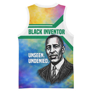 Garrett Morgan Basketball Jersey with Real Impact Quote, Black Inventor Portrait and Vibrant Watercolor - African Pride