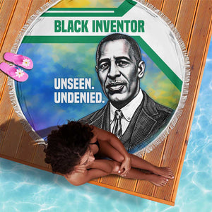 Garrett Morgan Beach Blanket with Real Impact Quote, Black Inventor Portrait and Vibrant Watercolor - African Pride