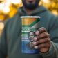 Garrett Morgan 4 in 1 Can Cooler Tumbler with Real Impact Quote, Black Inventor Portrait and Vibrant Watercolor - African Pride