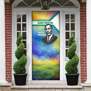 Garrett Morgan Door Cover with Real Impact Quote, Black Inventor Portrait and Vibrant Watercolor - African Pride