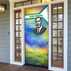 Garrett Morgan Door Cover with Real Impact Quote, Black Inventor Portrait and Vibrant Watercolor - African Pride