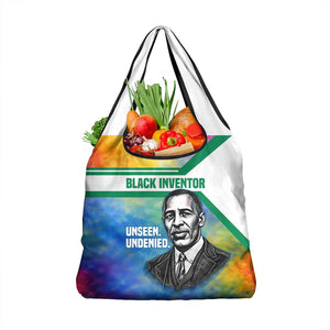 Garrett Morgan Grocery Bag with Real Impact Quote, Black Inventor Portrait and Vibrant Watercolor - African Pride