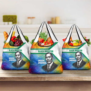 Garrett Morgan Grocery Bag with Real Impact Quote, Black Inventor Portrait and Vibrant Watercolor - African Pride