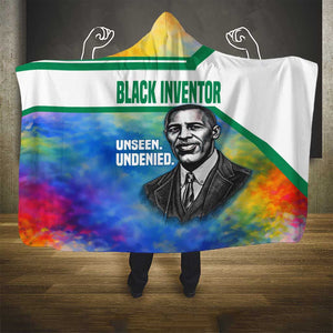 Garrett Morgan Hooded Blanket with Real Impact Quote, Black Inventor Portrait and Vibrant Watercolor - African Pride