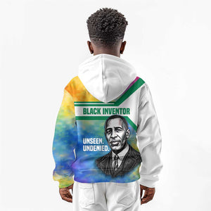 Garrett Morgan Kid Hoodie with Real Impact Quote, Black Inventor Portrait and Vibrant Watercolor - African Pride