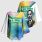 Garrett Morgan Kimono Sleeve Blouse with Real Impact Quote, Black Inventor Portrait and Vibrant Watercolor - African Pride