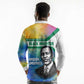 Garrett Morgan Long Sleeve Polo Shirt with Real Impact Quote, Black Inventor Portrait and Vibrant Watercolor - African Pride