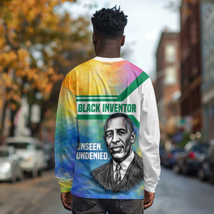 Garrett Morgan Long Sleeve Shirt with Real Impact Quote, Black Inventor Portrait and Vibrant Watercolor - African Pride