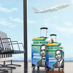 Garrett Morgan Luggage Cover with Real Impact Quote, Black Inventor Portrait and Vibrant Watercolor - African Pride