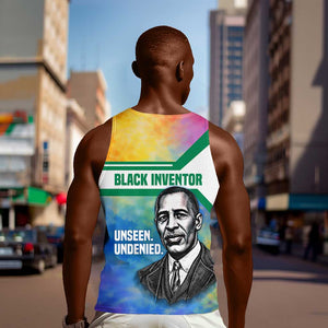 Garrett Morgan Men Tank Top with Real Impact Quote, Black Inventor Portrait and Vibrant Watercolor - African Pride