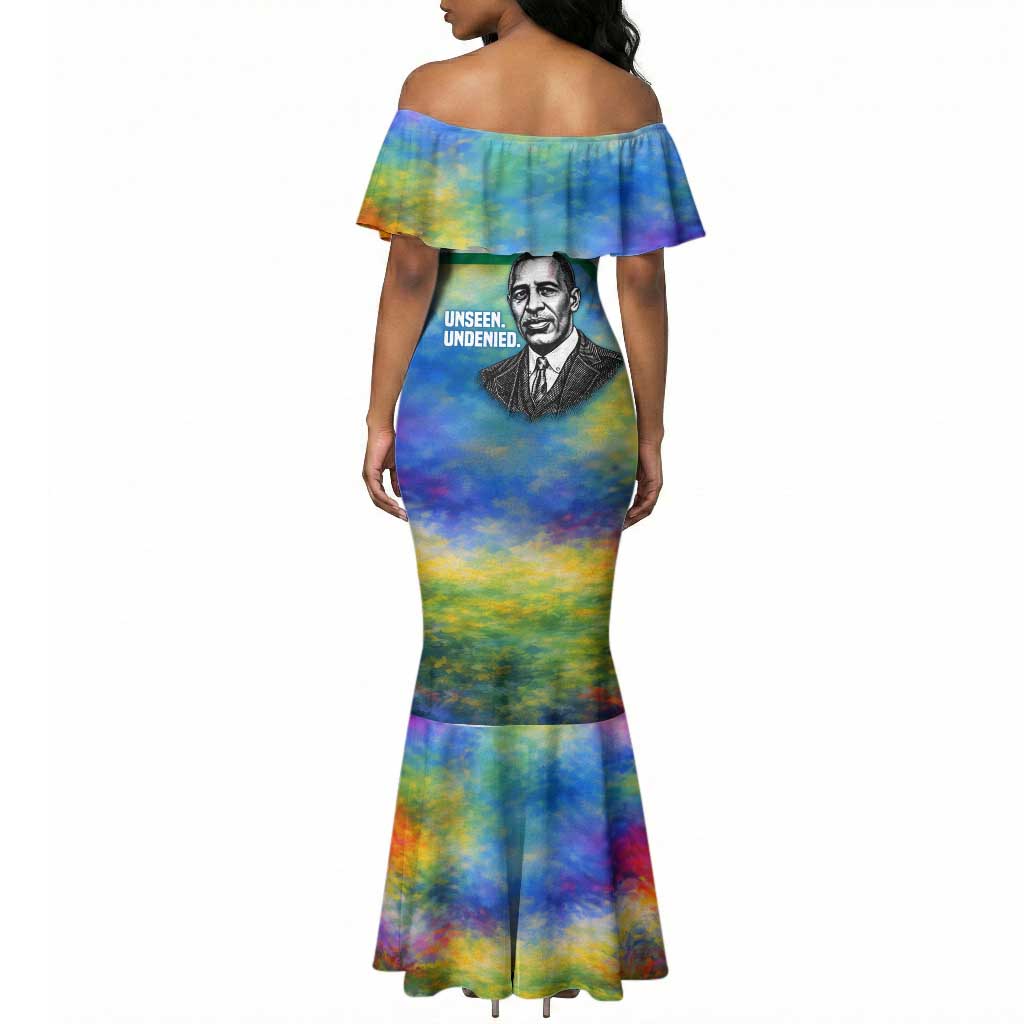 Garrett Morgan Mermaid Dress with Real Impact Quote, Black Inventor Portrait and Vibrant Watercolor - African Pride