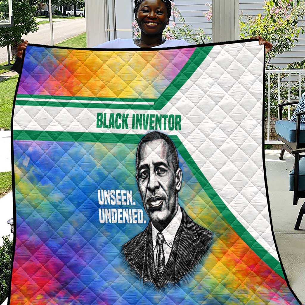 Garrett Morgan Quilt with Real Impact Quote, Black Inventor Portrait and Vibrant Watercolor - African Pride