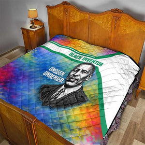 Garrett Morgan Quilt with Real Impact Quote, Black Inventor Portrait and Vibrant Watercolor - African Pride