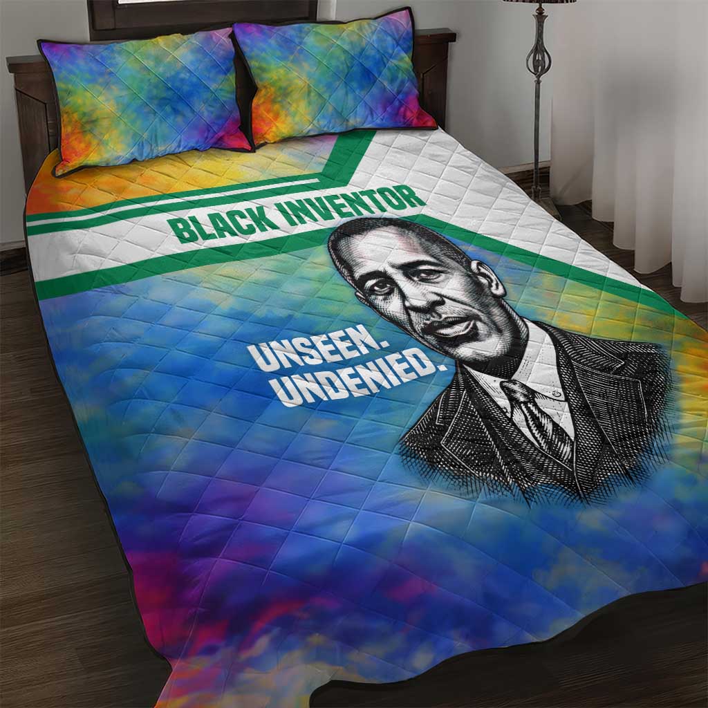 Garrett Morgan Quilt Bed Set with Real Impact Quote, Black Inventor Portrait and Vibrant Watercolor - African Pride