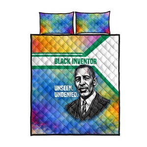 Garrett Morgan Quilt Bed Set with Real Impact Quote, Black Inventor Portrait and Vibrant Watercolor - African Pride