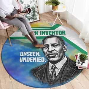 Garrett Morgan Round Carpet with Real Impact Quote, Black Inventor Portrait and Vibrant Watercolor - African Pride
