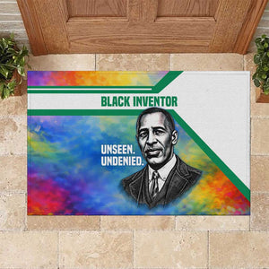 Garrett Morgan Rubber Doormat with Real Impact Quote, Black Inventor Portrait and Vibrant Watercolor - African Pride