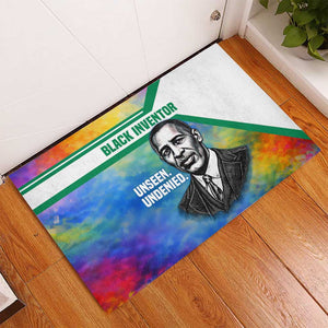 Garrett Morgan Rubber Doormat with Real Impact Quote, Black Inventor Portrait and Vibrant Watercolor - African Pride