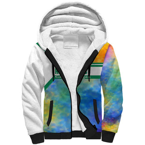 Garrett Morgan Sherpa Hoodie with Real Impact Quote, Black Inventor Portrait and Vibrant Watercolor - African Pride