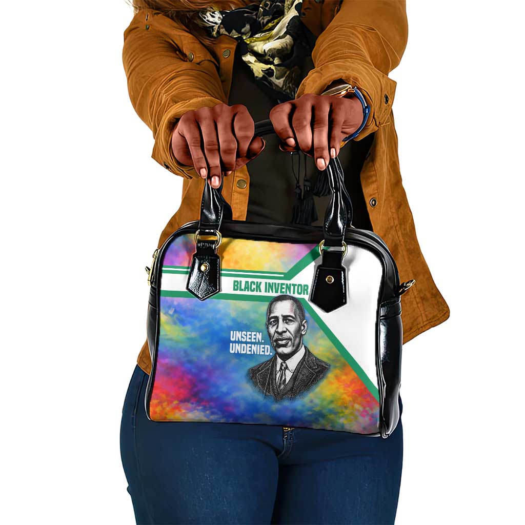 Garrett Morgan Shoulder Handbag with Real Impact Quote, Black Inventor Portrait and Vibrant Watercolor - African Pride