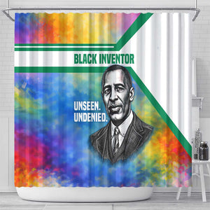 Garrett Morgan Shower Curtain with Real Impact Quote, Black Inventor Portrait and Vibrant Watercolor - African Pride