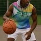 Garrett Morgan Sleeveless Hoodie with Real Impact Quote, Black Inventor Portrait and Vibrant Watercolor - African Pride