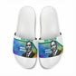 Garrett Morgan Slide Sandals with Real Impact Quote, Black Inventor Portrait and Vibrant Watercolor - African Pride