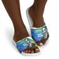 Garrett Morgan Slide Sandals with Real Impact Quote, Black Inventor Portrait and Vibrant Watercolor - African Pride