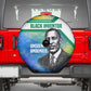 Garrett Morgan Spare Tire Cover with Real Impact Quote, Black Inventor Portrait and Vibrant Watercolor - African Pride