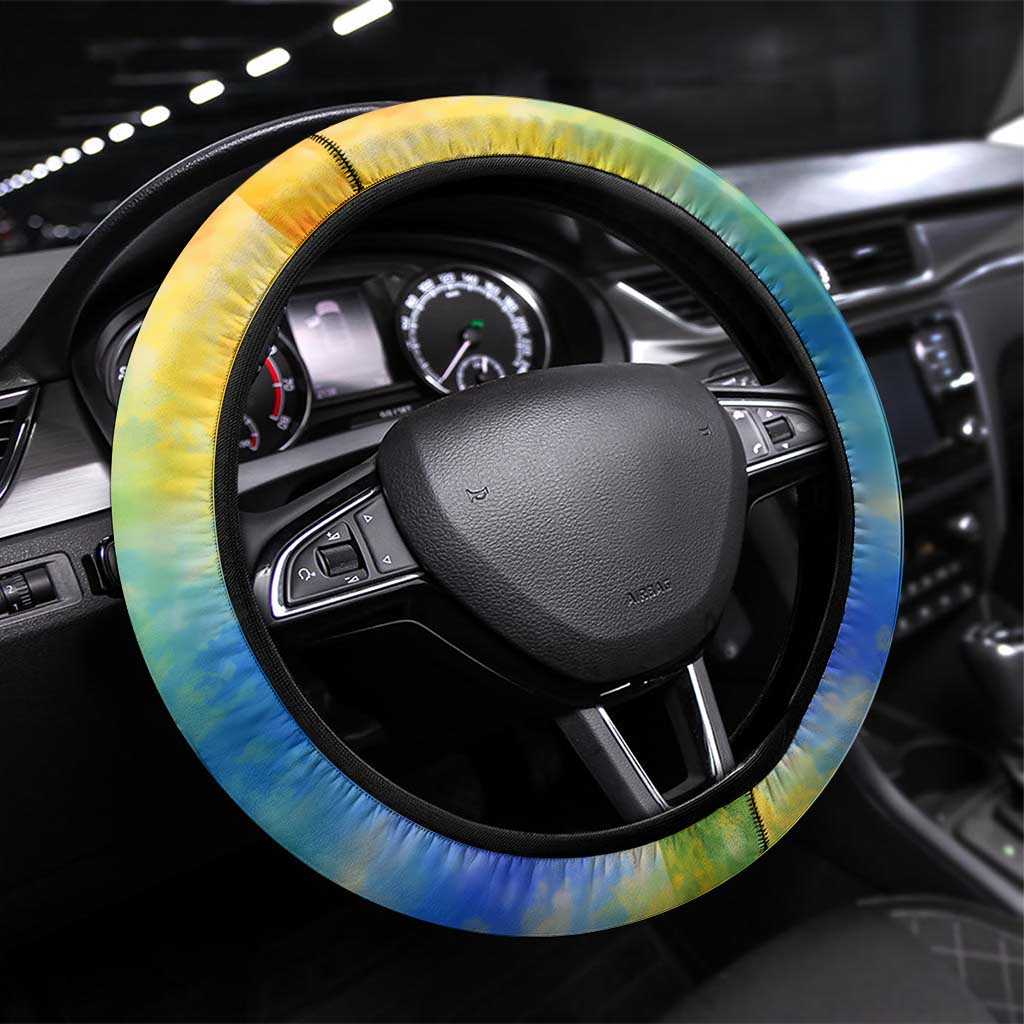 Garrett Morgan Steering Wheel Cover with Real Impact Quote, Black Inventor Portrait and Vibrant Watercolor - African Pride