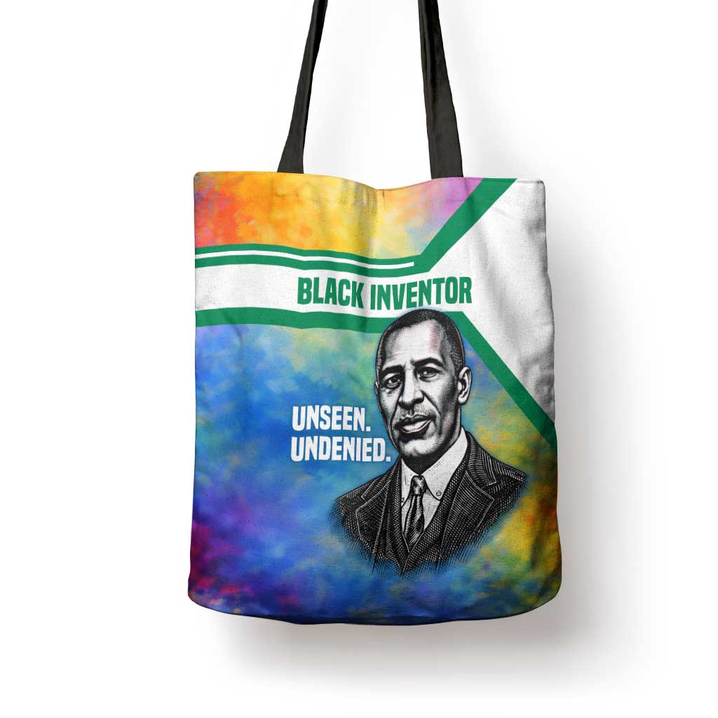 Garrett Morgan Tote Bag with Real Impact Quote, Black Inventor Portrait and Vibrant Watercolor - African Pride