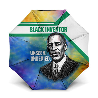 Garrett Morgan Umbrella with Real Impact Quote, Black Inventor Portrait and Vibrant Watercolor - African Pride