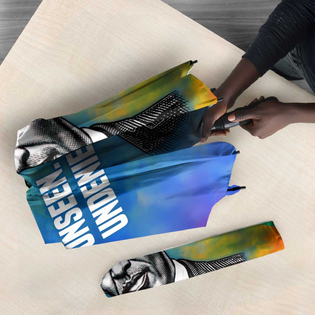 Garrett Morgan Umbrella with Real Impact Quote, Black Inventor Portrait and Vibrant Watercolor - African Pride