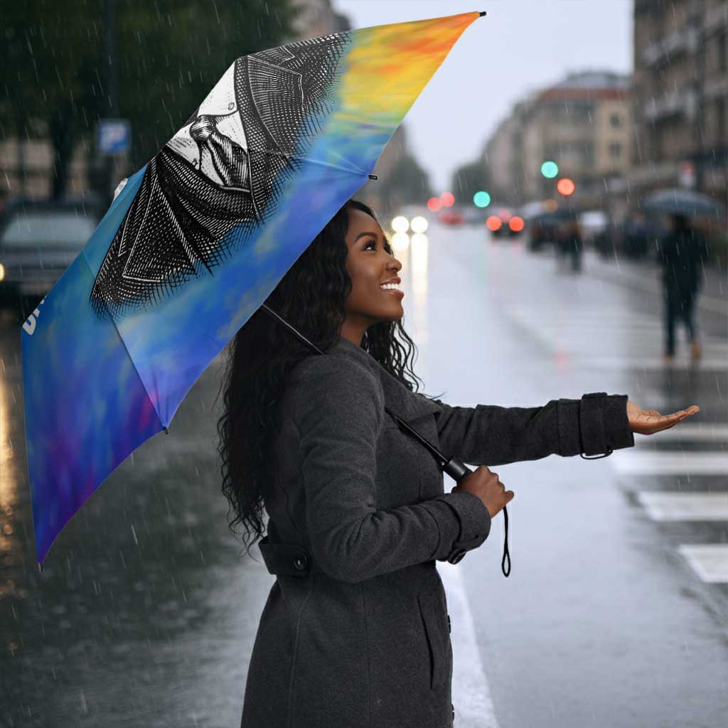 Garrett Morgan Umbrella with Real Impact Quote, Black Inventor Portrait and Vibrant Watercolor - African Pride