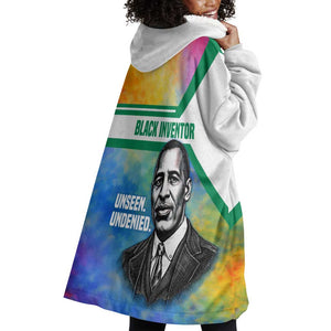 Garrett Morgan Wearable Blanket Hoodie with Real Impact Quote, Black Inventor Portrait and Vibrant Watercolor - African Pride