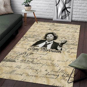 Toni Morrison Area Rug Handwritten Manuscript Powerful Portrait with Feather Pen Quote - African Pride