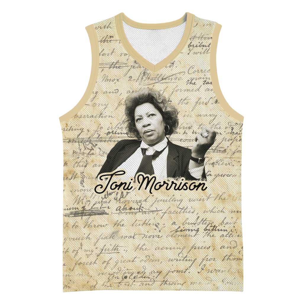 Toni Morrison Basketball Jersey Handwritten Manuscript Powerful Portrait with Feather Pen Quote - African Pride