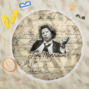 Toni Morrison Beach Blanket Handwritten Manuscript Powerful Portrait with Feather Pen Quote - African Pride