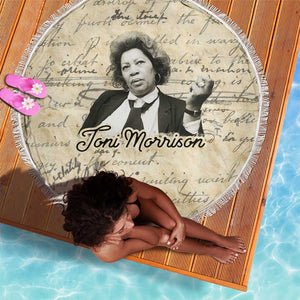 Toni Morrison Beach Blanket Handwritten Manuscript Powerful Portrait with Feather Pen Quote - African Pride