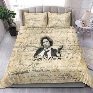 Toni Morrison Bedding Set Handwritten Manuscript Powerful Portrait with Feather Pen Quote - African Pride