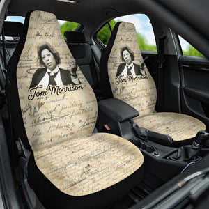 Toni Morrison Car Seat Cover Handwritten Manuscript Powerful Portrait with Feather Pen Quote - African Pride