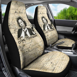 Toni Morrison Car Seat Cover Handwritten Manuscript Powerful Portrait with Feather Pen Quote - African Pride