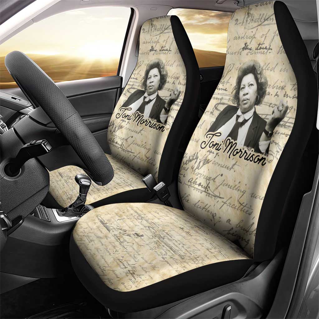 Toni Morrison Car Seat Cover Handwritten Manuscript Powerful Portrait with Feather Pen Quote - African Pride