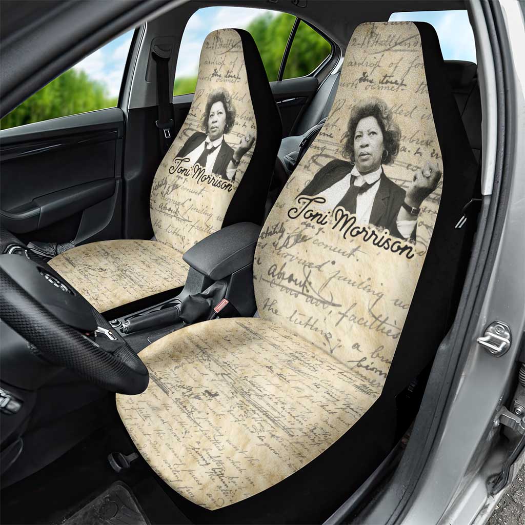 Toni Morrison Car Seat Cover Handwritten Manuscript Powerful Portrait with Feather Pen Quote - African Pride
