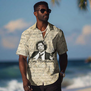 Toni Morrison Hawaiian Shirt Handwritten Manuscript Powerful Portrait with Feather Pen Quote - African Pride