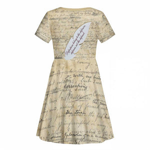 Toni Morrison Kid Short Sleeve Dress Handwritten Manuscript Powerful Portrait with Feather Pen Quote - African Pride