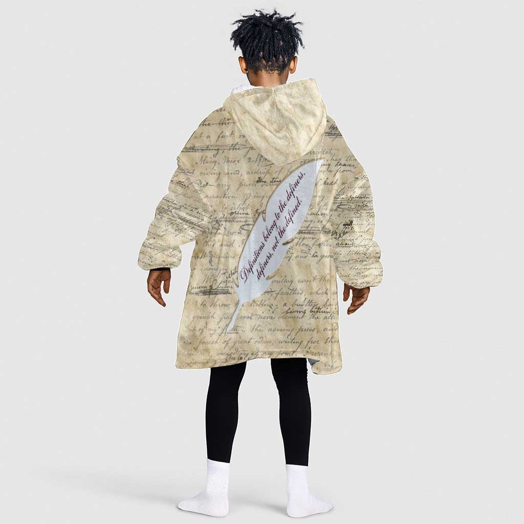 Toni Morrison Kid Wearable Blanket Hoodie Handwritten Manuscript Powerful Portrait with Feather Pen Quote - African Pride